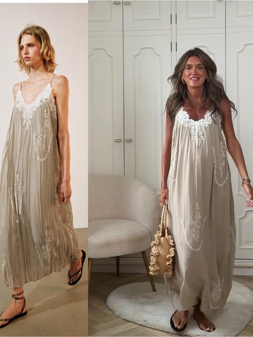 ZARA ZW COLLECTION EMBROIDERED MAXI DRESS